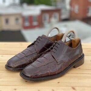 Bottino Men's Genuine‎ Crocodile Derby Shoes 10508 Brown Size 8 M
